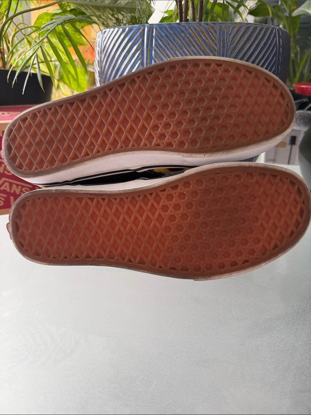 Vans Black Slip-On Sneakers with Yellow Sunflower Checkerboard - Picture 5 of 6